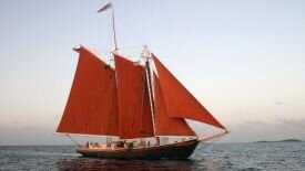 Red sailsboat